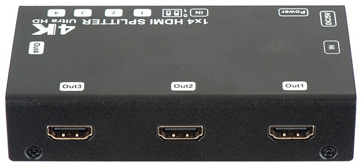 Сплитер HDMI, DELUXE HS-4P4K-60HD3D, Разрешение 4К, 1x4, 60Гц